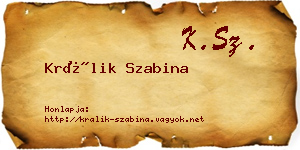 Králik Szabina névjegykártya